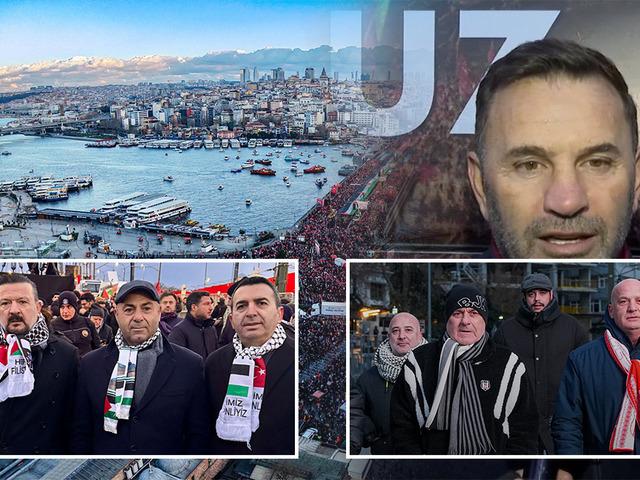 Spor camiası, Filistin'e destek olmak i&ccedil;in Galata K&ouml;pr&uuml;s&uuml;'ndeydi!