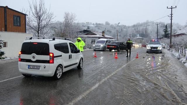 Ordu'da yeni yılın ilk kar yağışı etkili oldu