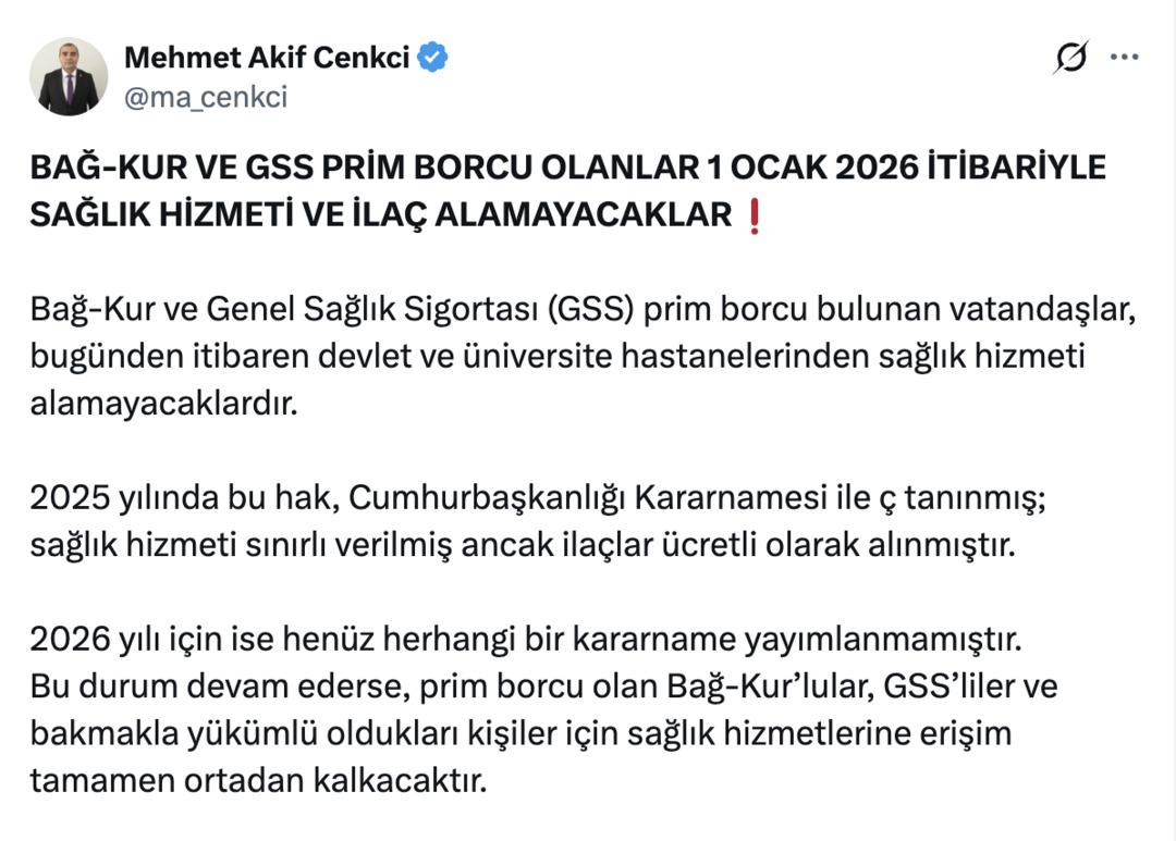 Sosyal G&uuml;venlik Uzmanı Uyardı: &ldquo;9 Ocak&rsquo;tan Sonra Hastaneye Gidemeyecekler&rdquo; 1