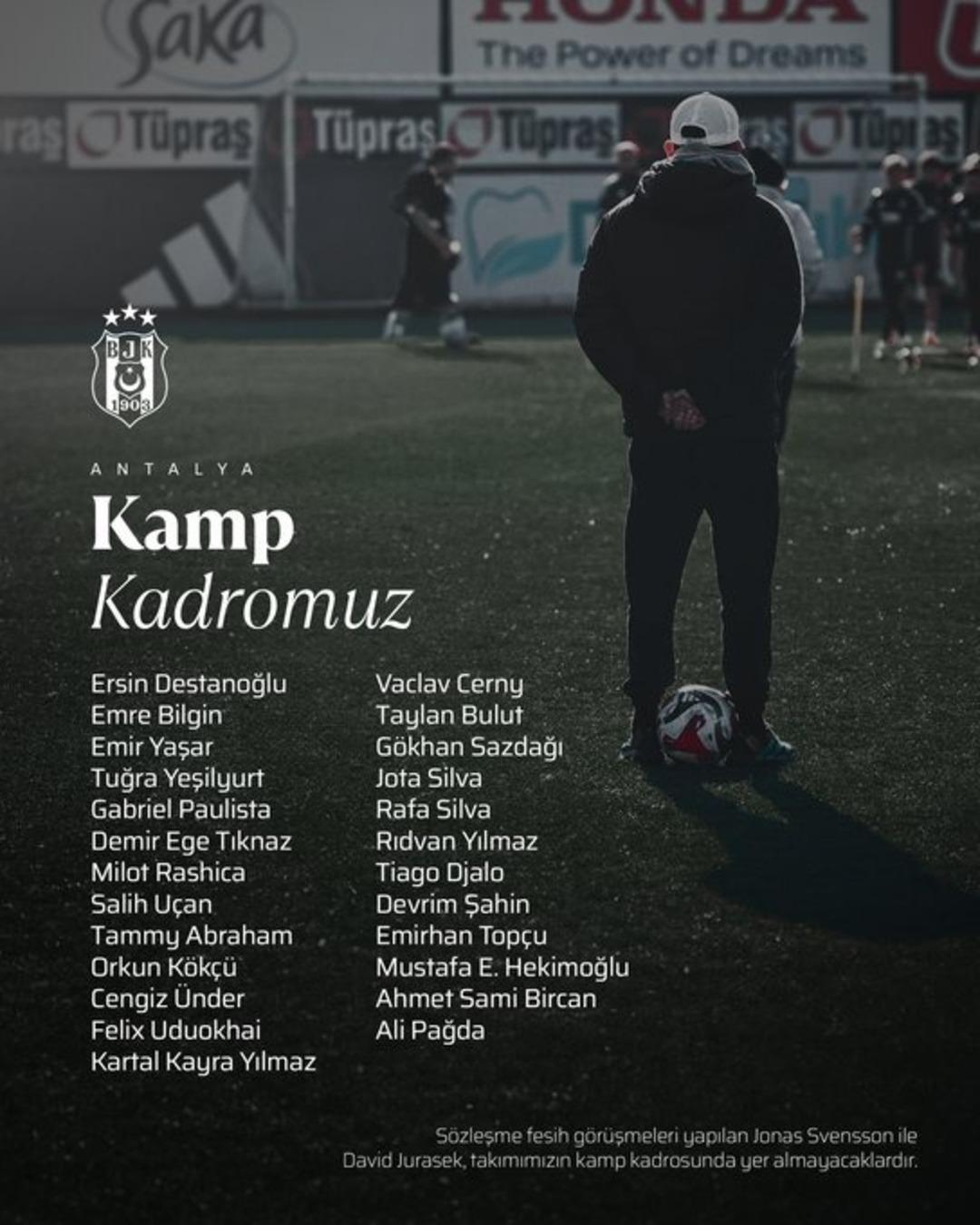 Beşiktaş&rsquo;ın Antalya kampı kadrosu a&ccedil;ıklandı! 2 isim kadroya yazılmadı 1