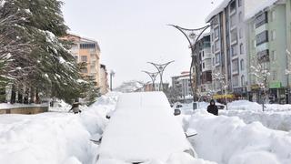 Bitlis'te yoğun yağış sonucu araçlar karla kaplandı