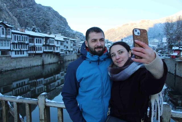 Kartpostal şehir Amasya beyaza büründü 5