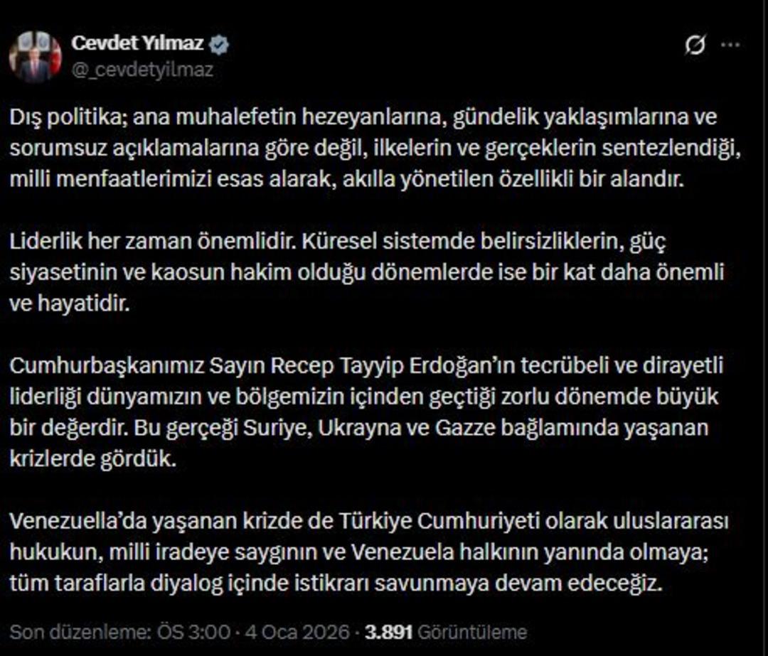 Cumhurbaşkanı Yardımcısı Yılmaz: "Venezuela da istikrarı savunuyoruz" 1