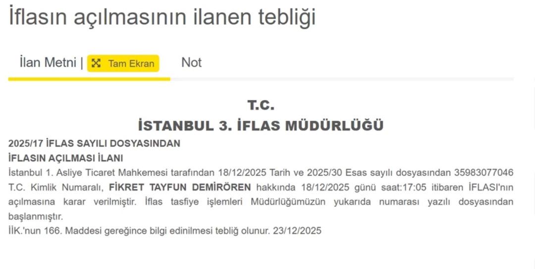 Demirören Holding in veliahtı iflas etti! 1