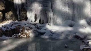 Kaz Dağları’nda görsel şölen: -12 derecede donan şelale büyüledi