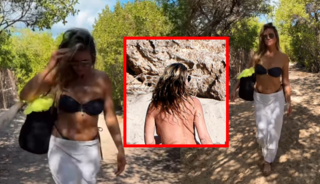 &Uuml;nl&uuml; model plaja gelip soyundu! Tepki &ccedil;ekti