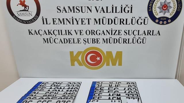 Samsun'da 15 sahte plaka ele geçirildi