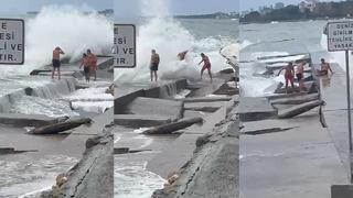 Lodos bacaklarını kırdı! Caddebostan sahilinde korkunç dakikalar