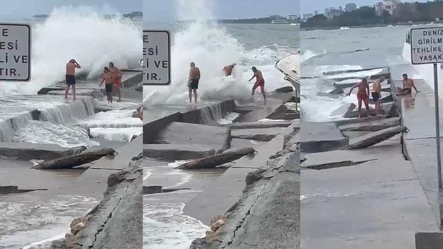 Lodos bacaklarını kırdı! Caddebostan sahilinde korkunç dakikalar