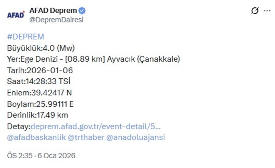 AFAD duyurdu! Ege de 4 b&uuml;y&uuml;kl&uuml;ğ&uuml;nde deprem 1