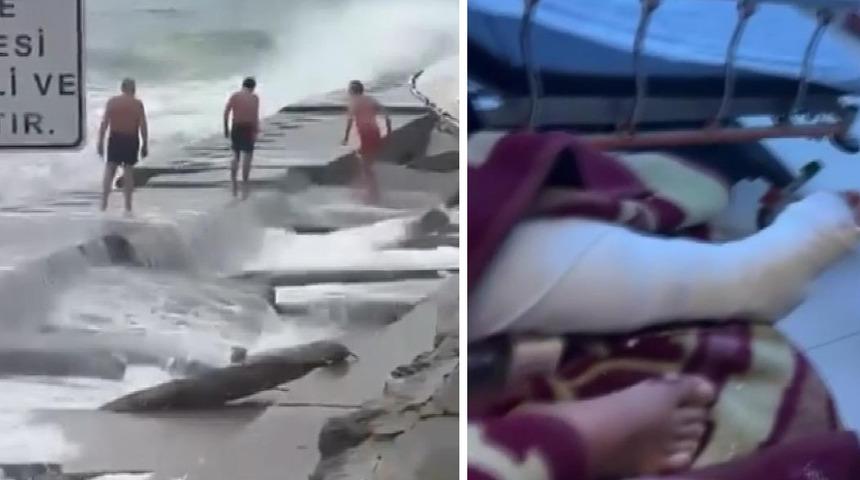 Kuvvetli lodos Caddebostan Sahili'i vurdu, denize giren 3 kişi hastanelik oldu