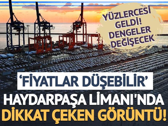 Haydarpaşa Limanı'nda dikkat &ccedil;eken g&ouml;r&uuml;nt&uuml;! İthal sıfır otomobillerle doldu 