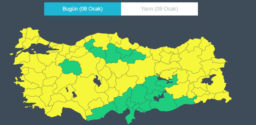Harita sarıya d&ouml;nd&uuml;: MGM den 63 il i&ccedil;in uyarı! &Ouml;nce lodos sonra kar! 5