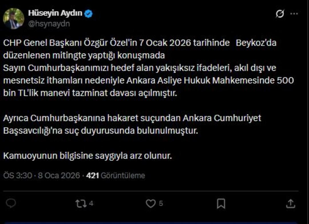 Cumhurbaşkanı Erdoğan dan &Ouml;zel e tazminat davası 1