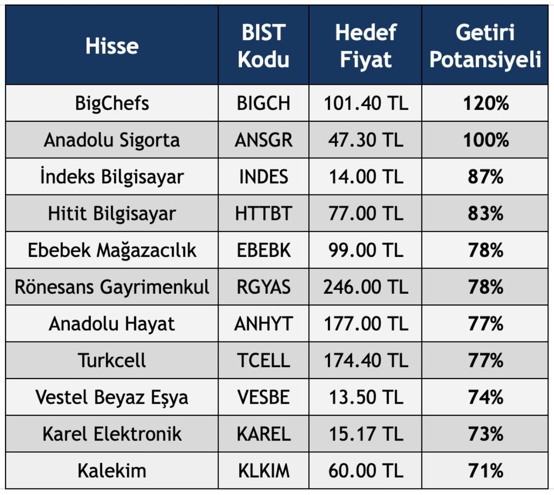 %100 Kazandırma Potansiyeli Olan Hisseler 1