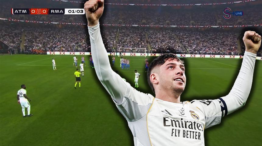 Real Madrid'de Federico Valverde Atletico Madrid'e y&uuml;zyılın gol&uuml;n&uuml; attı! Resmen f&uuml;ze fırlattı