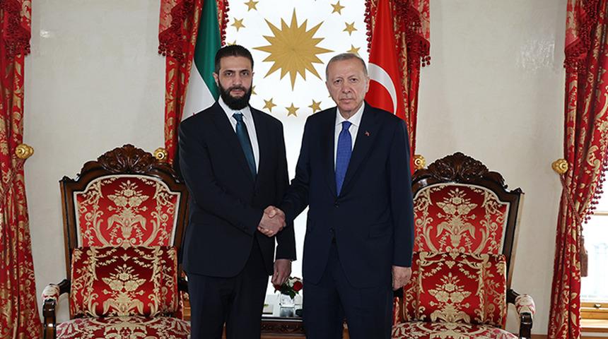 Cumhurbaşkanı Erdoğan, Şara ile g&ouml;r&uuml;şt&uuml;