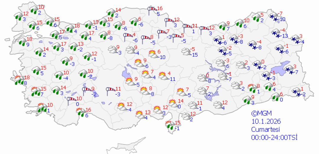 Meteoroloji den 27 kentte  sarı  kodlu uyarı! &Ccedil;ok kuvvetli geliyor: Kar, sağanak, fırtına! 2