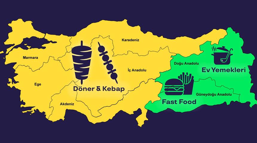 T&uuml;rkiye'nin lezzet haritası ortaya &ccedil;ıktı! D&ouml;ner ve kebap zirvede yer aldı