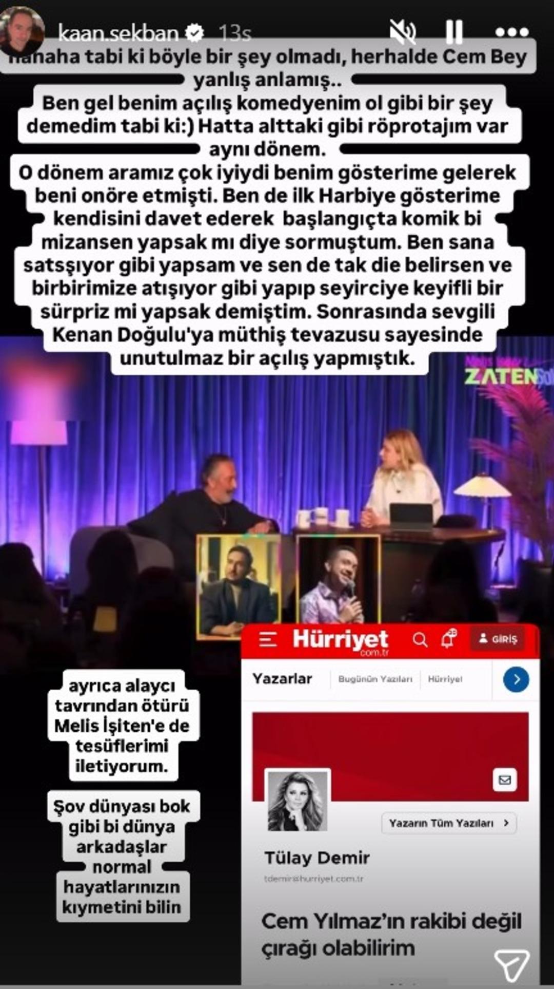 Komedyenler arasında kriz &ccedil;ıktı! Kaan Sekban&rsquo;dan Cem Yılmaz ın iddialarına yanıt gecikmedi 2