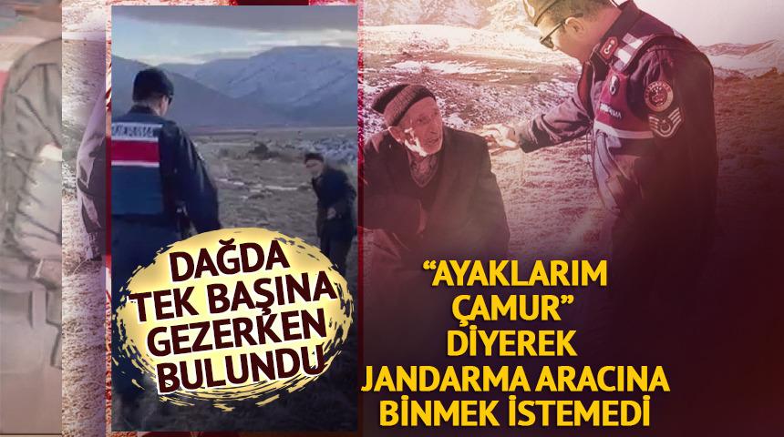 Jandarmanın bulduğu Alzheimer hastası, "Ayaklarım &ccedil;amur" diyerek ekip aracına binmek istemedi