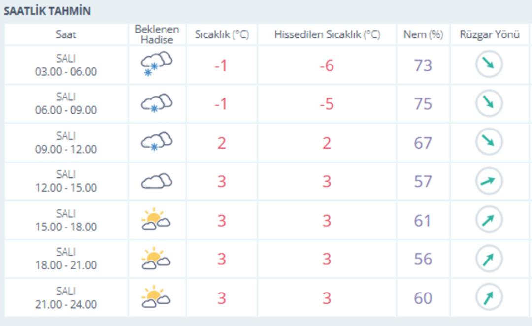 Hissedilen sıcaklık -5 derece! Meteoroloji den kar ve kuvvetli yağış uyarısı 1