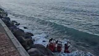 3 tekerlekli elektrikli motosiklet denize uçtu