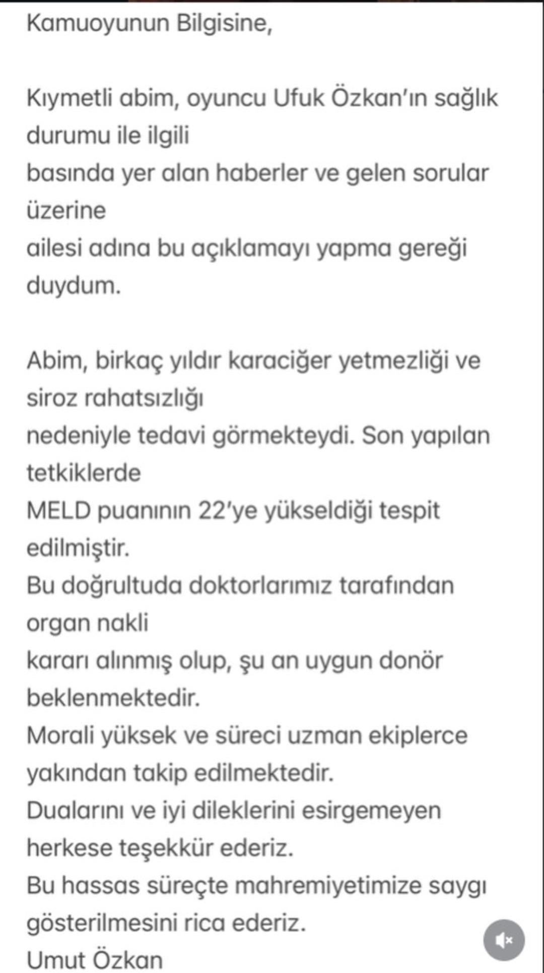 Ufuk &Ouml;zkan yeniden hastaneye kaldırıldı! Organ nakli bekleniyor! Kardeşi Umut &Ouml;zkan dan a&ccedil;ıklama 3