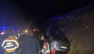 Kazdağları yolunda otomobil takla attı