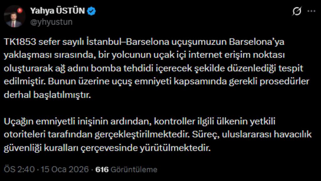 Son dakika | THY uçağında bomba tehdidi paniği! Yolcunun hareketi ortalığı karıştırdı 2