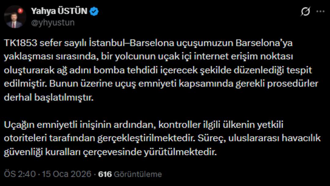 Son dakika | THY uçağında bomba tehdidi paniği! Yolcunun hareketi ortalığı karıştırdı 2
