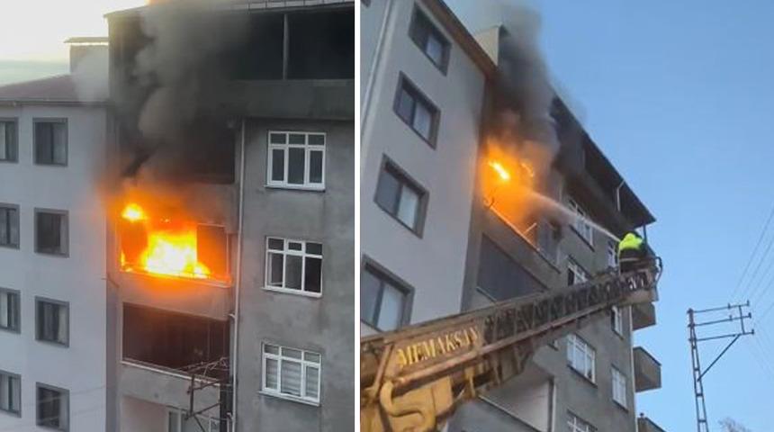 Arhavi'de apartman dairesinde yangın paniği