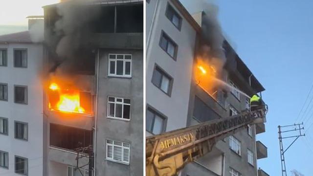Arhavi'de apartman dairesinde yangın paniği
