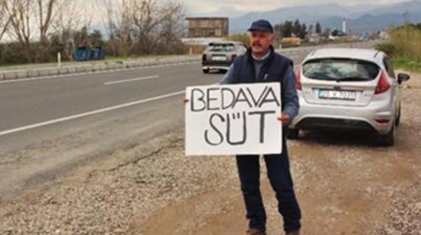 Sütünü satamayan çiftçi 300 litresini bedava dağıttı