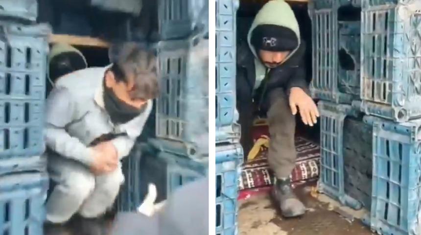 D&uuml;zce'de durdurulan kamyonun kasasındaki 14 Afgan g&ouml;&ccedil;men b&ouml;yle yakalandı