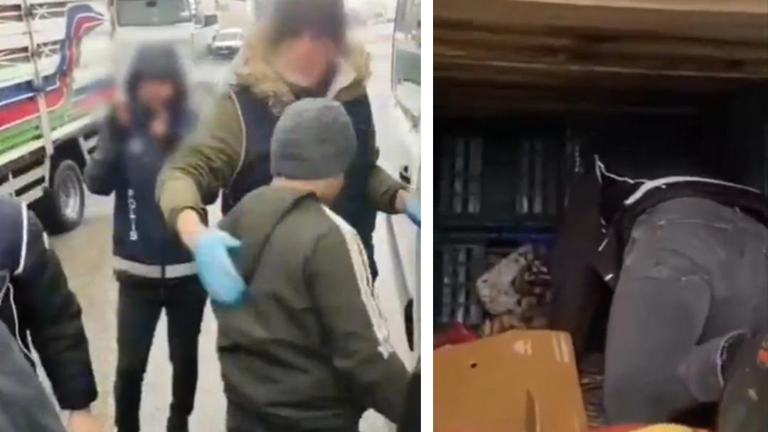 D&uuml;zce de durdurulan kamyonun kasasındaki 14 Afgan g&ouml;&ccedil;men b&ouml;yle yakalandı 1