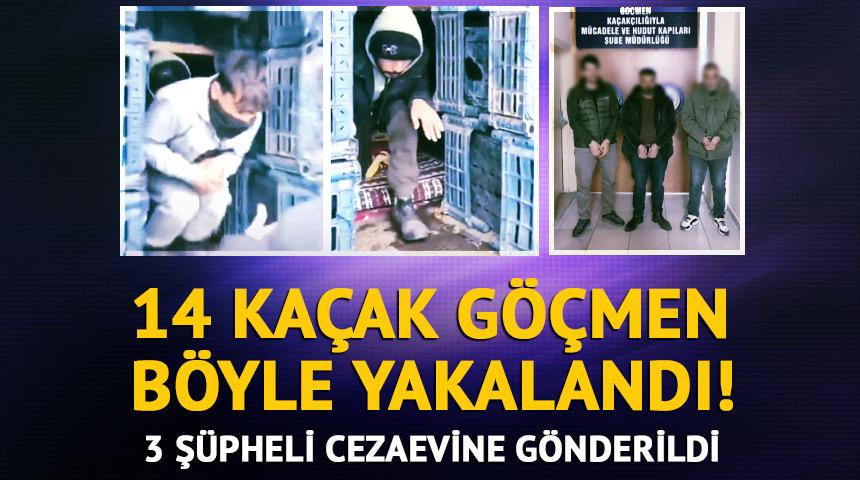 Kamyon kasasındaki 14 ka&ccedil;ak g&ouml;&ccedil;men b&ouml;yle yakalandı