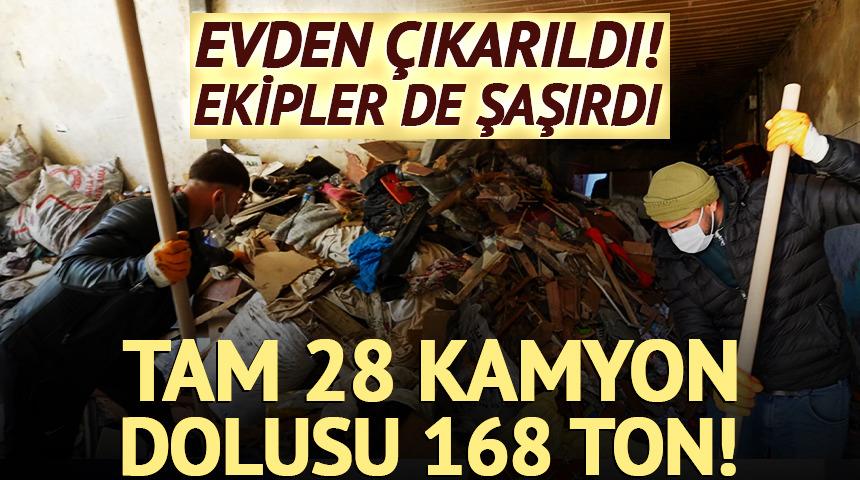 Evden tam 28 kamyon dolusu 168 ton &ccedil;&ouml;p &ccedil;ıktı!