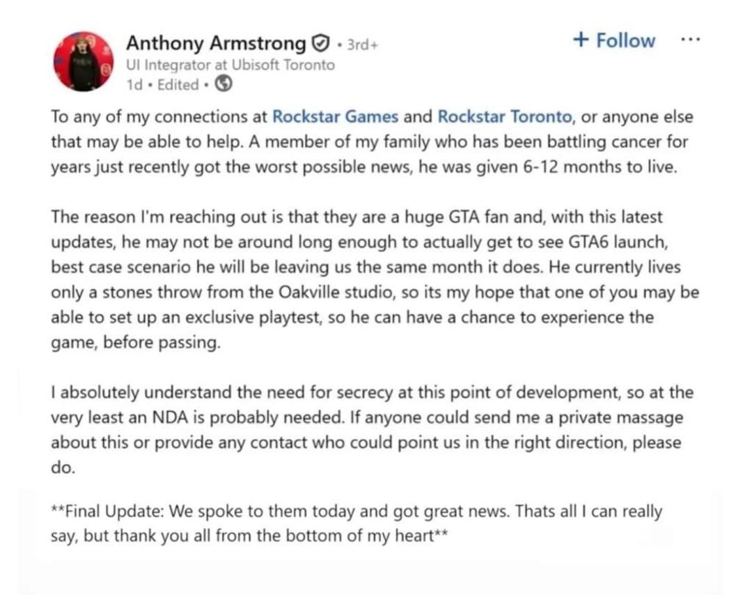 6 ila 12 ay arası &ouml;m&uuml;r bi&ccedil;ilen kanser hastası i&ccedil;in g&ouml;zyaşlarına boğan &lsquo;GTA 6&rsquo; &ccedil;ağrısı 2