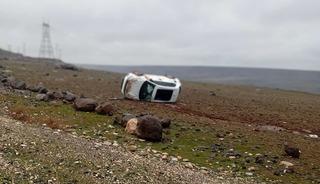 Gerc&uuml;ş&rsquo;te ara&ccedil; takla attı, s&uuml;r&uuml;c&uuml; yara almadan kurtuldu