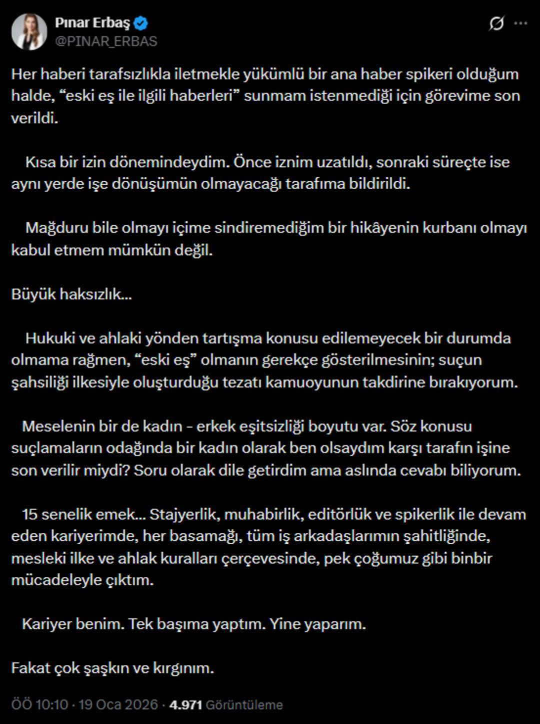 Pınar Erbaş ın Show TV deki işine son verildi!  Mehmet Akif Ersoy  iddiası: "&Ccedil;ok şaşkın ve kırgınım" 4