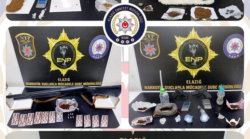 Elazığ&rsquo;da uyuşturucu ve ruhsatsız silah operasyonu: 17 tutuklama