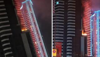 İzmir&rsquo;de l&uuml;ks yapıda yangın paniği