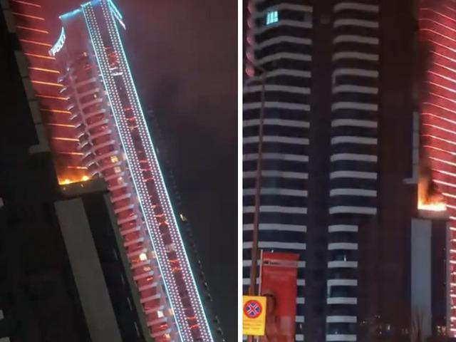 İzmir&rsquo;de l&uuml;ks yapıda yangın paniği