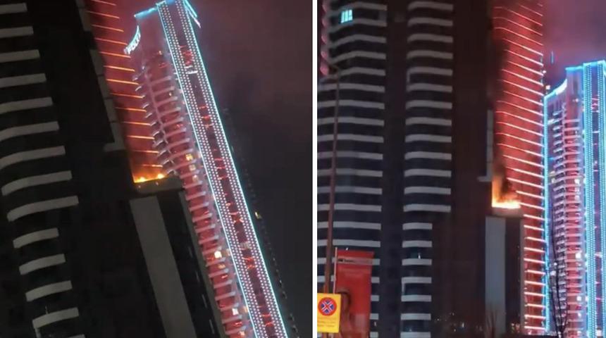 İzmir&rsquo;de l&uuml;ks yapıda yangın paniği