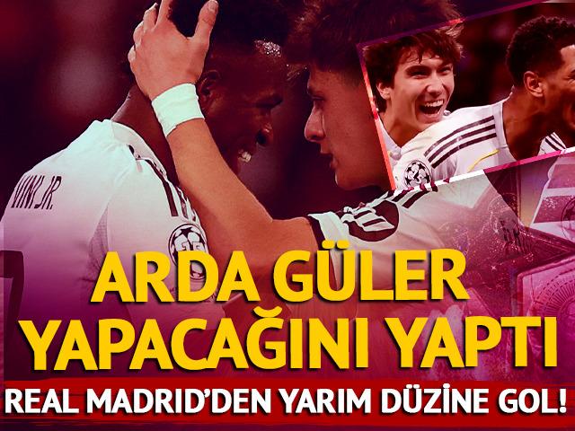 Arda G&uuml;ler yapacağını yaptı! Real Madrid'den yarım d&uuml;zine gol