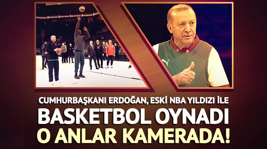 Cumhurbaşkanı Erdoğan, Shaquille O'Neal ile basketbol oynadı