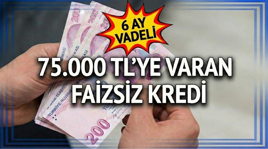 Faizsiz 75.000 TL'ye varan kredi