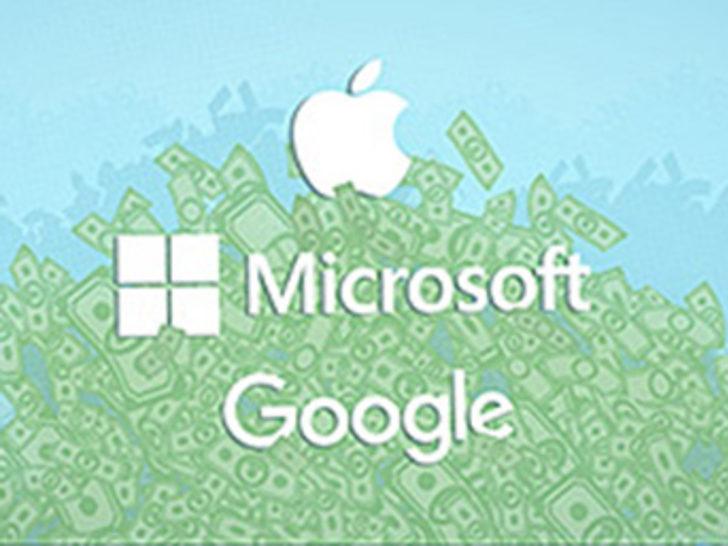 Apple, Google ve Microsoft toplamda 464 milyar dolar para tutuyor!