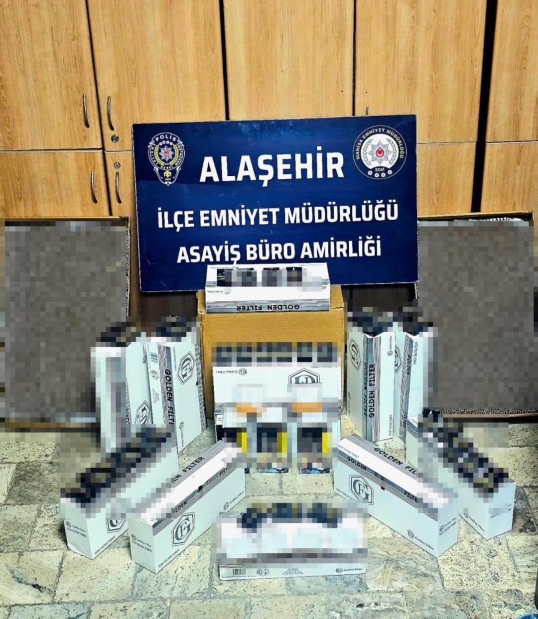 Alaşehir de 23 bin 750 adet kaçak makaron ele geçirildi 1
